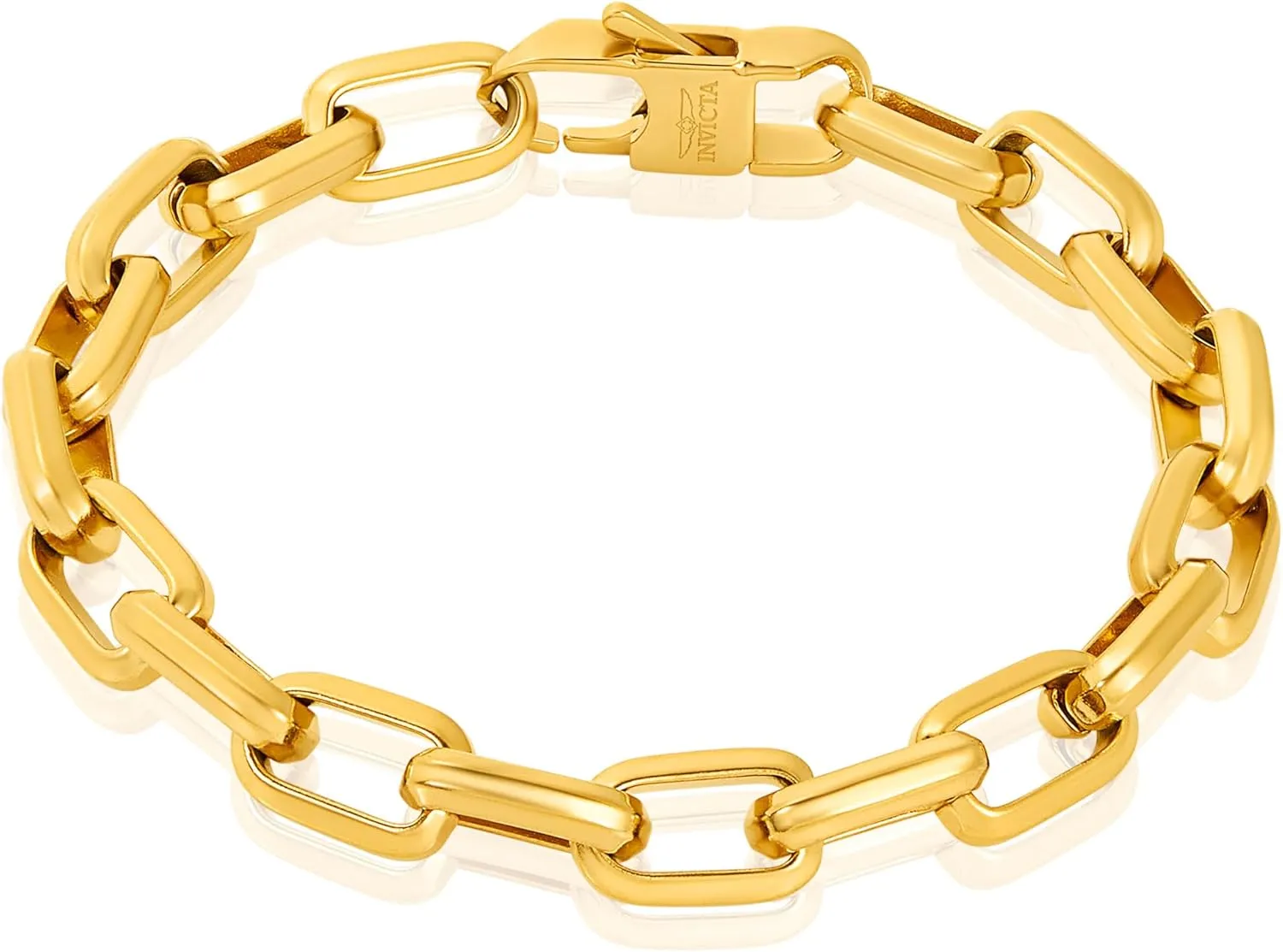 Invicta Bracelet for Men, Stainless Steel Chain Jewelry, Beveled Edge Nautical, 10mm, 9"