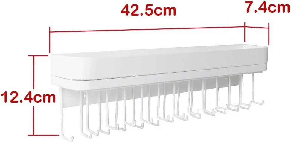 J JACKCUBE DESIGN Necklace Holder Wall Mounted Jewelry Organizer for Bracelet, Earrings and Rings with 25 Hooks - Aesthetic Room Decor Bedroom Shelf Rack (White) - MK124C
