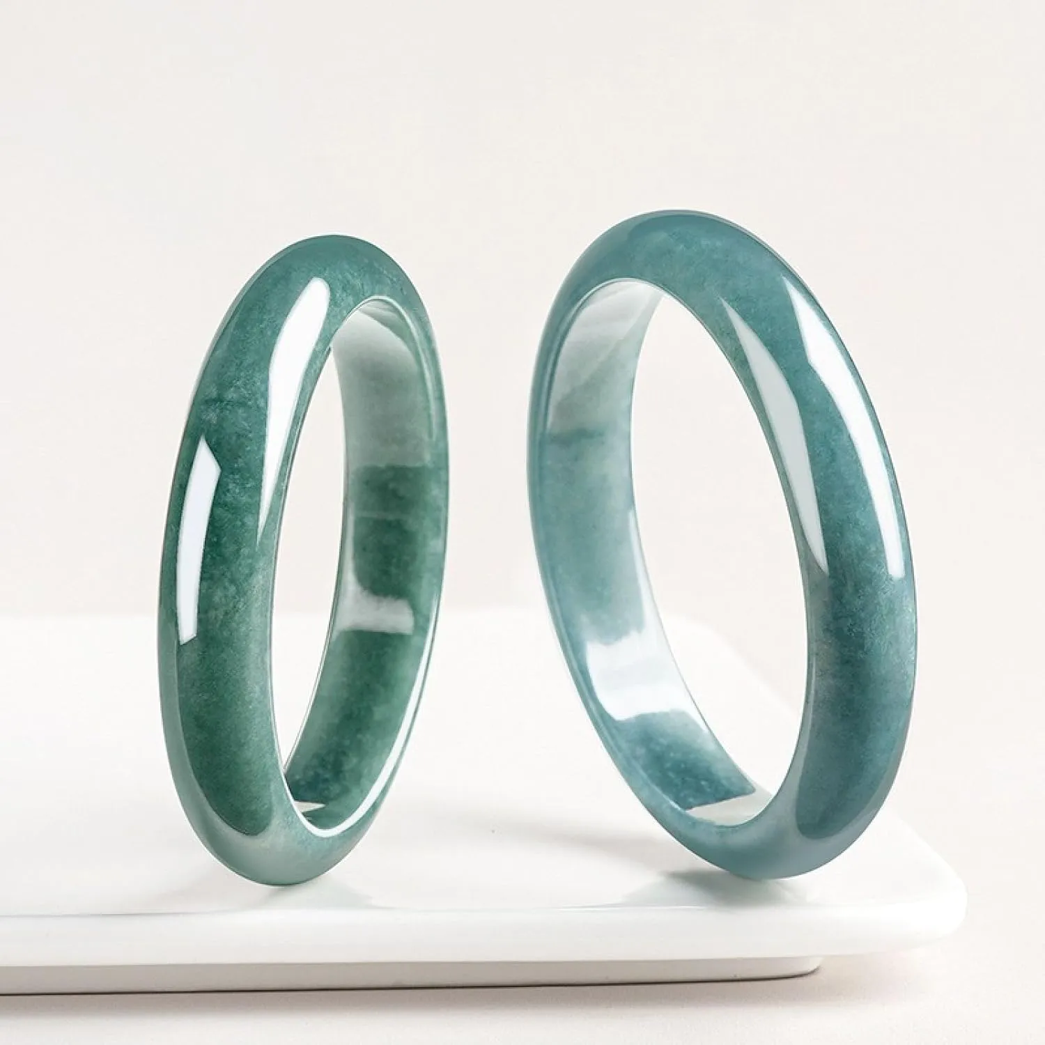 Jade Bangle Bracelet for Women Natural Jadeite Blue Water Round Bracelet Peace Bracelet Ice Jade Bracelet