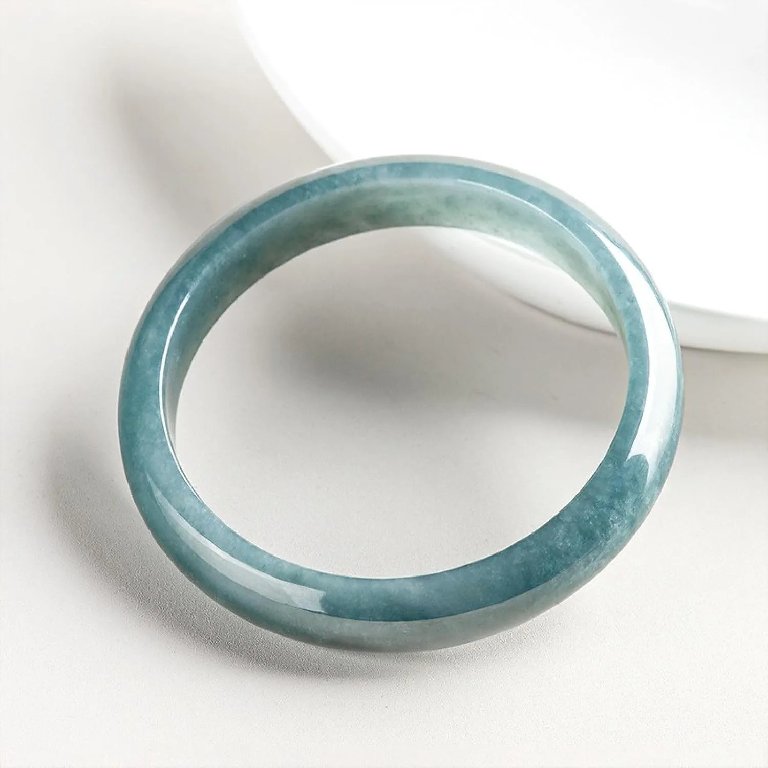 Jade Bangle Bracelet for Women Natural Jadeite Blue Water Round Bracelet Peace Bracelet Ice Jade Bracelet