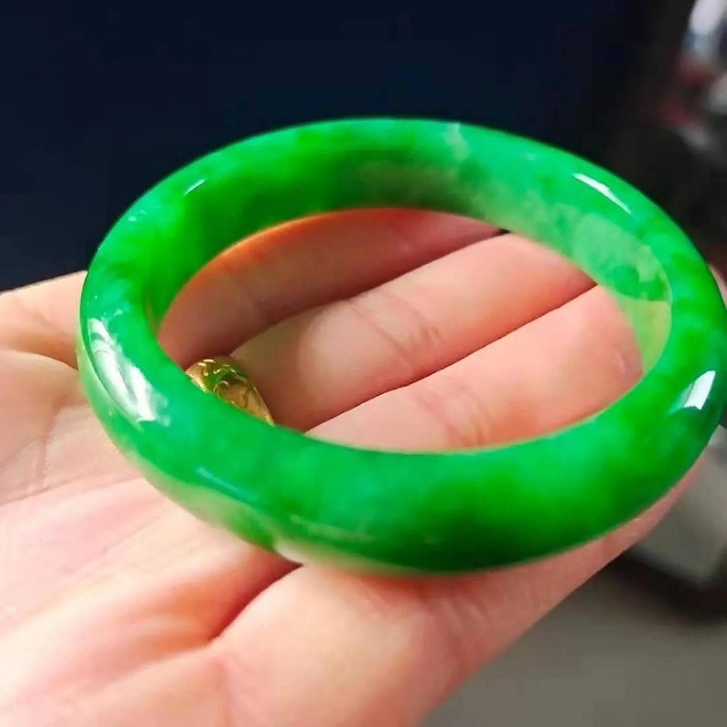 Jade Bangle Bracelet for Women,Myanmar Bracelet, Retro Natural Jade Bracelet