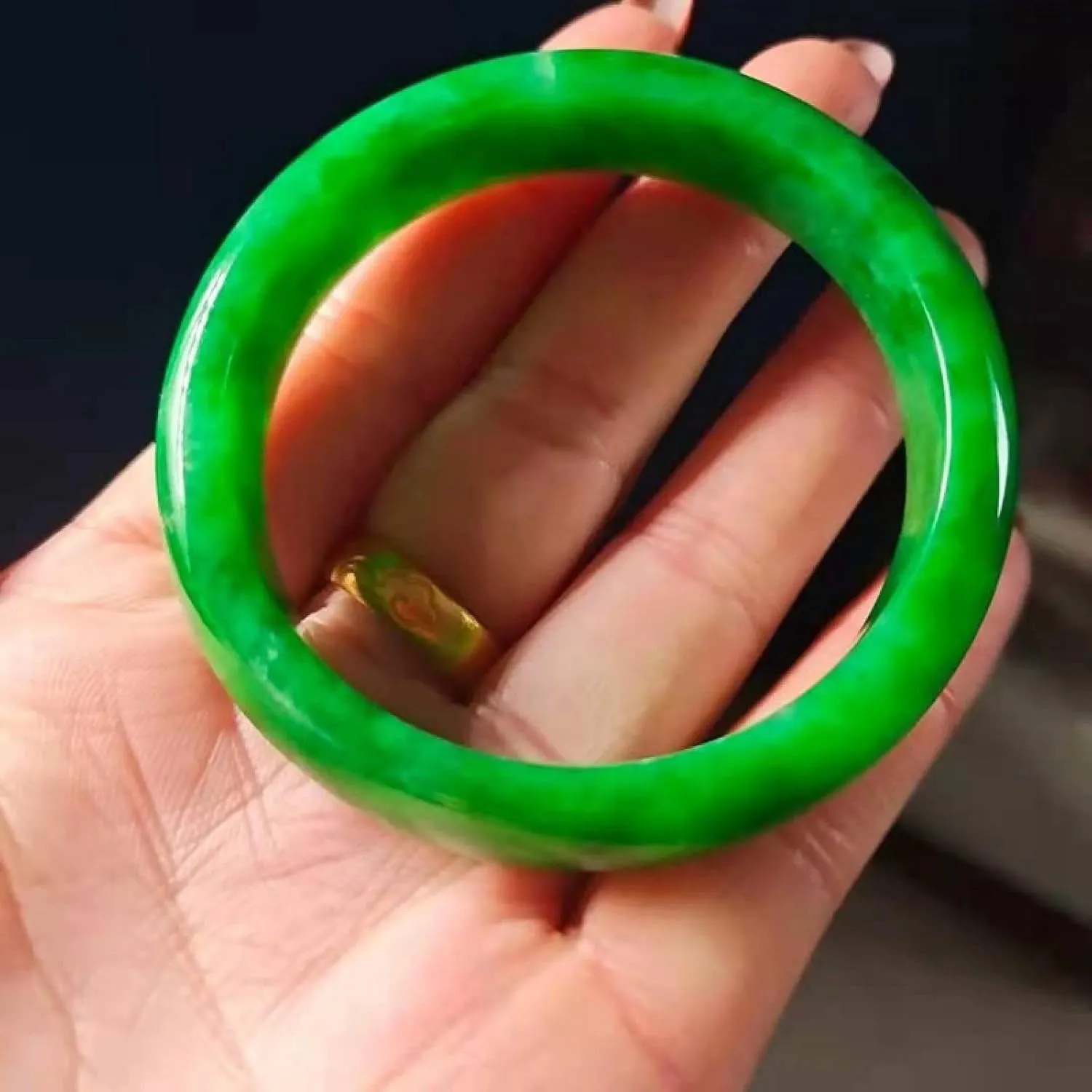 Jade Bangle Bracelet for Women,Myanmar Bracelet, Retro Natural Jade Bracelet