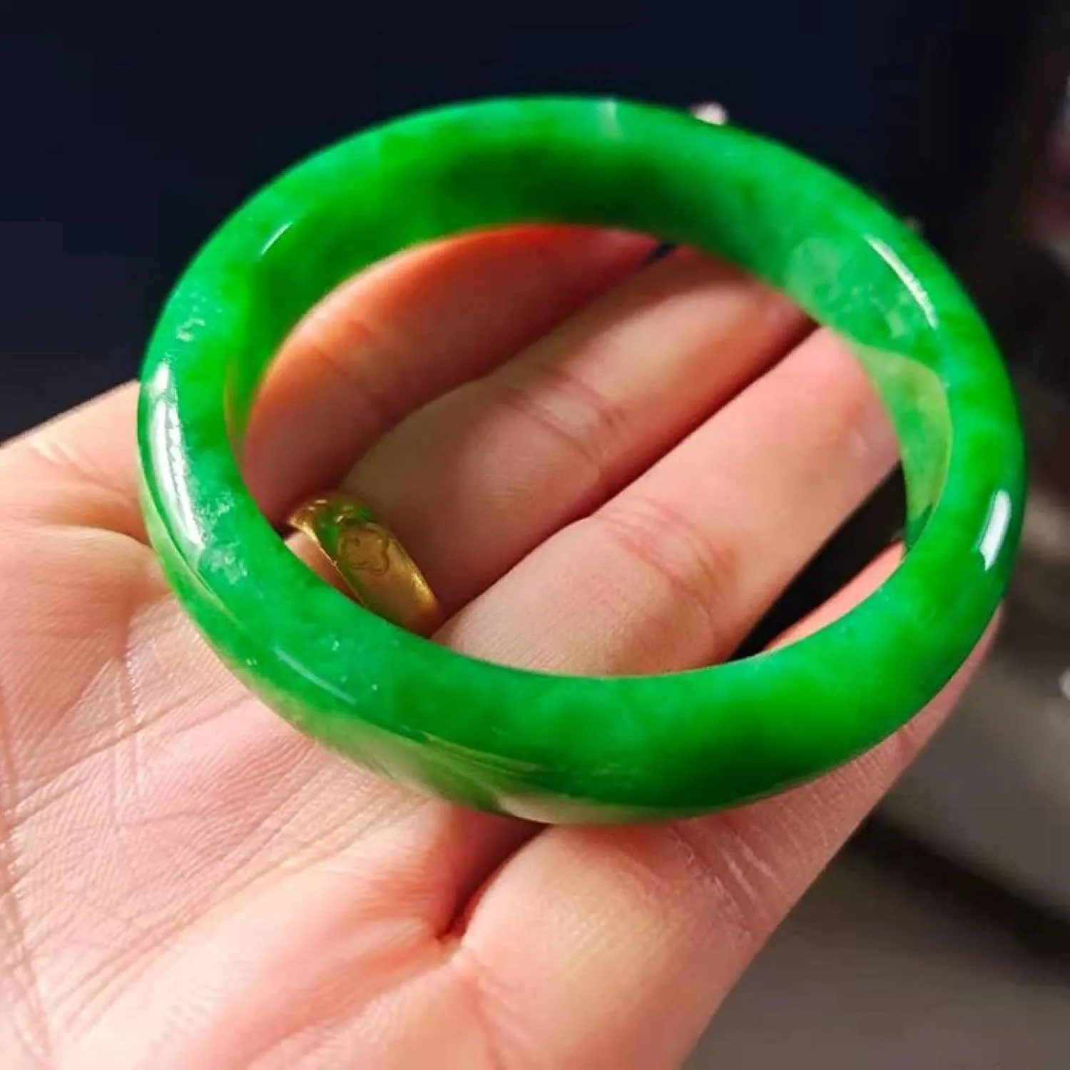 Jade Bangle Bracelet for Women,Myanmar Bracelet, Retro Natural Jade Bracelet