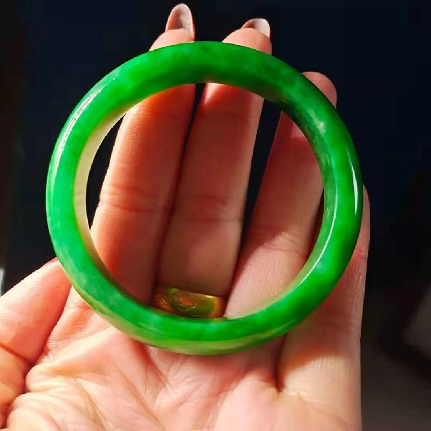 Jade Bangle Bracelet for Women,Myanmar Bracelet, Retro Natural Jade Bracelet