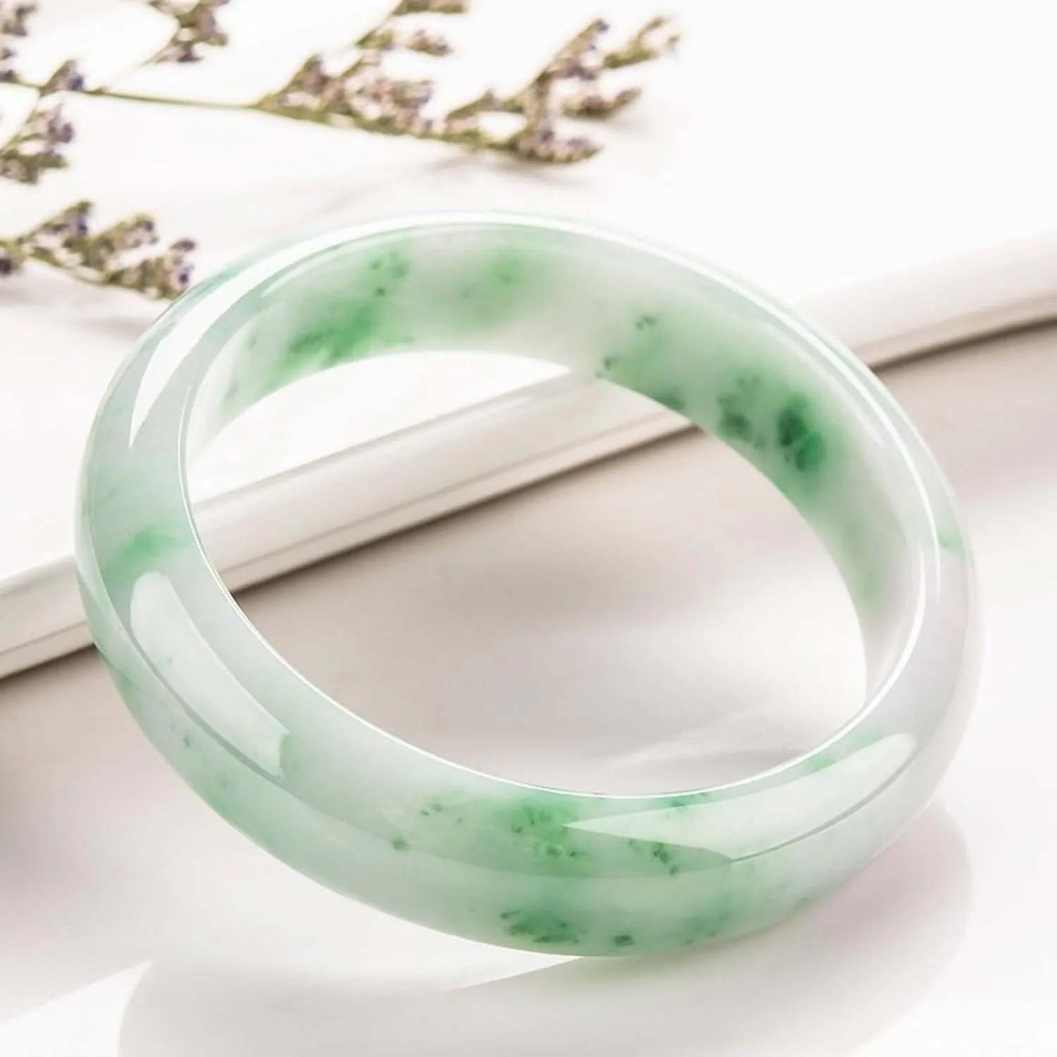 Jade Bangle Bracelet for Women,round Green Bracelet, Retro Natural Jade Bracelet,