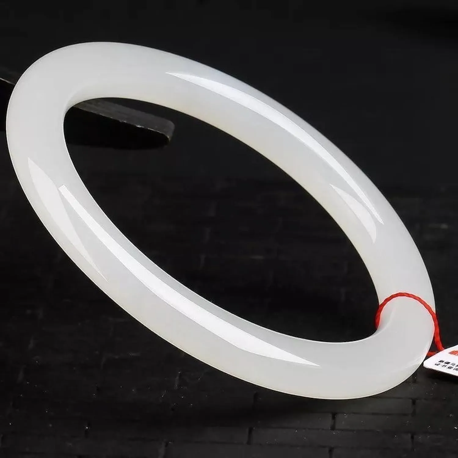 Jade Bangle Bracelet for,Women Genuine White Thin Round Strips Beautiful, and Generous Bracelet.