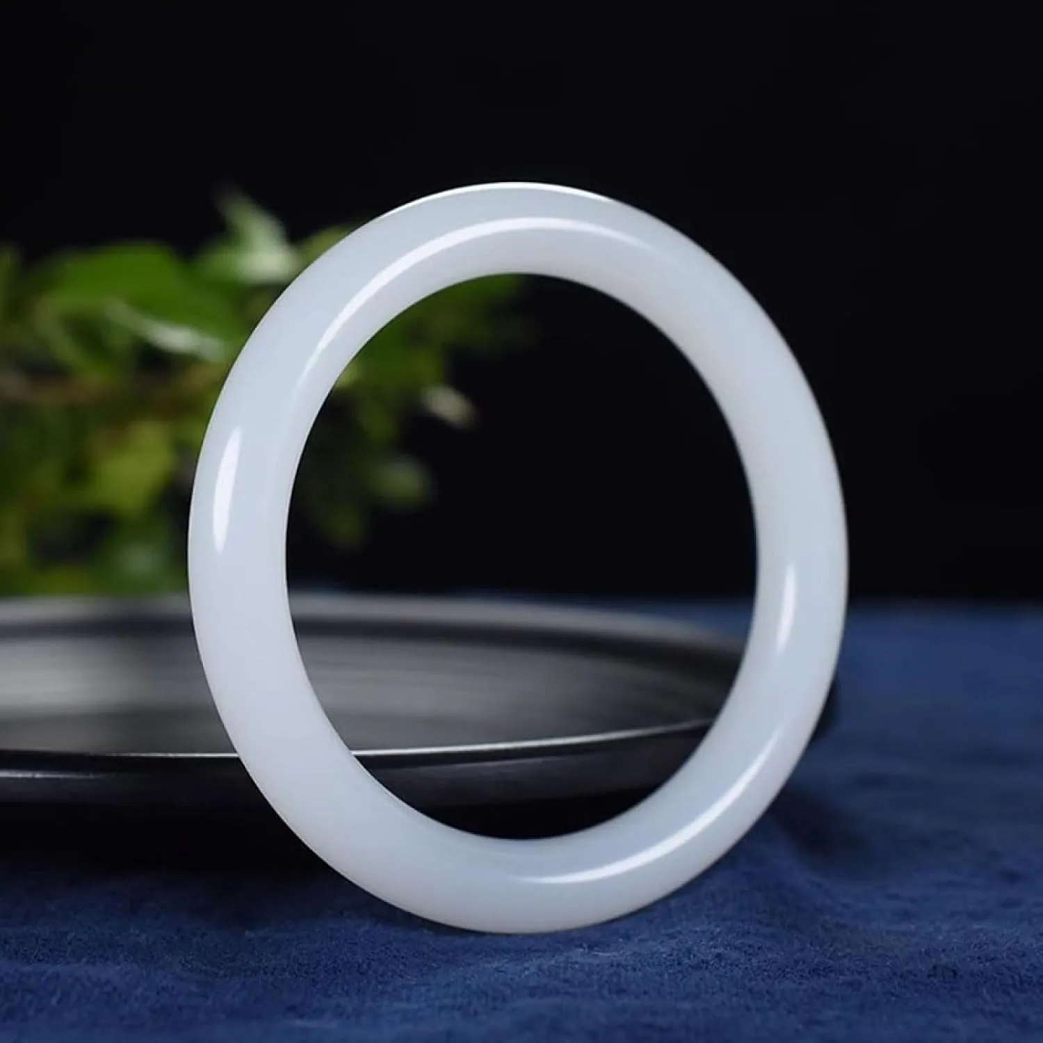 Jade Bangle Bracelet for,Women Genuine White Thin Round Strips Beautiful, and Generous Bracelet.