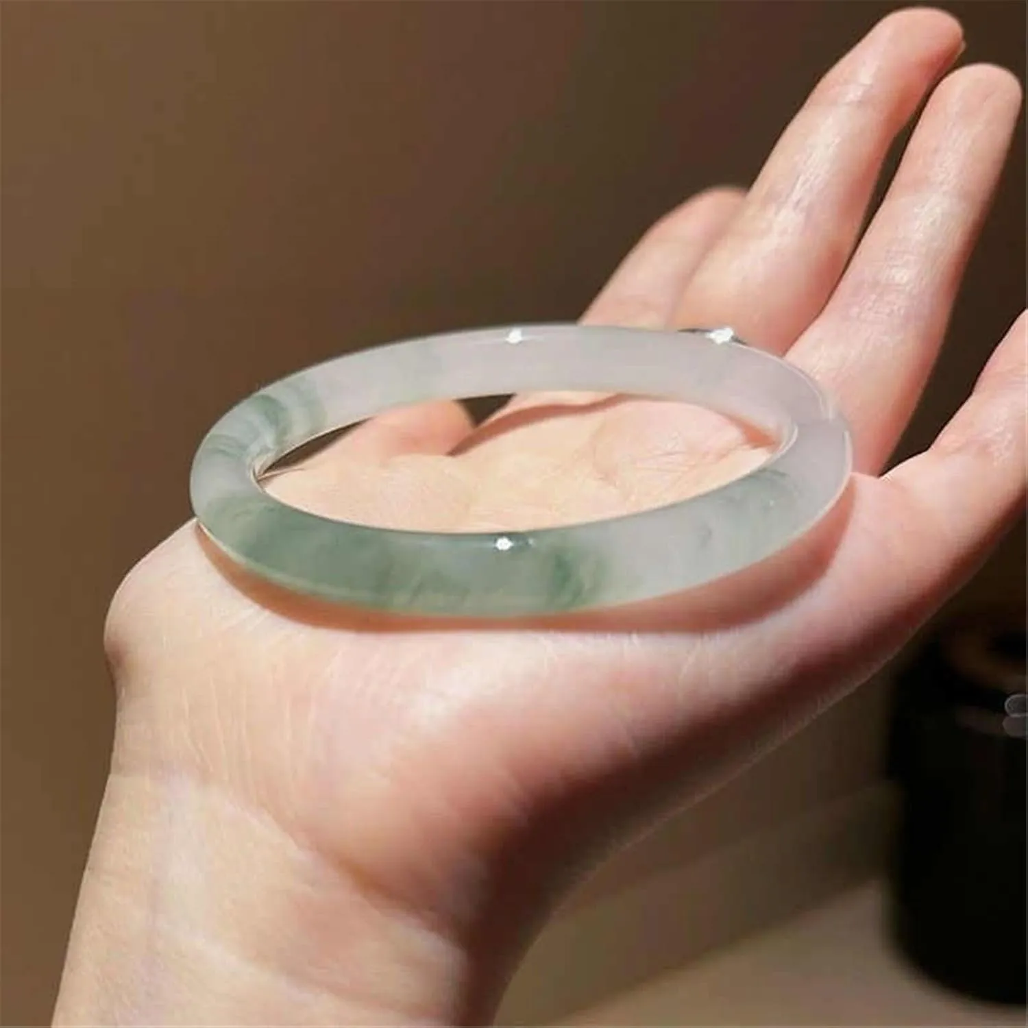 Jade Bangle Bracelet For,Women White And Grey Icy Vintage Jade Bracelet,Jade Bangle.