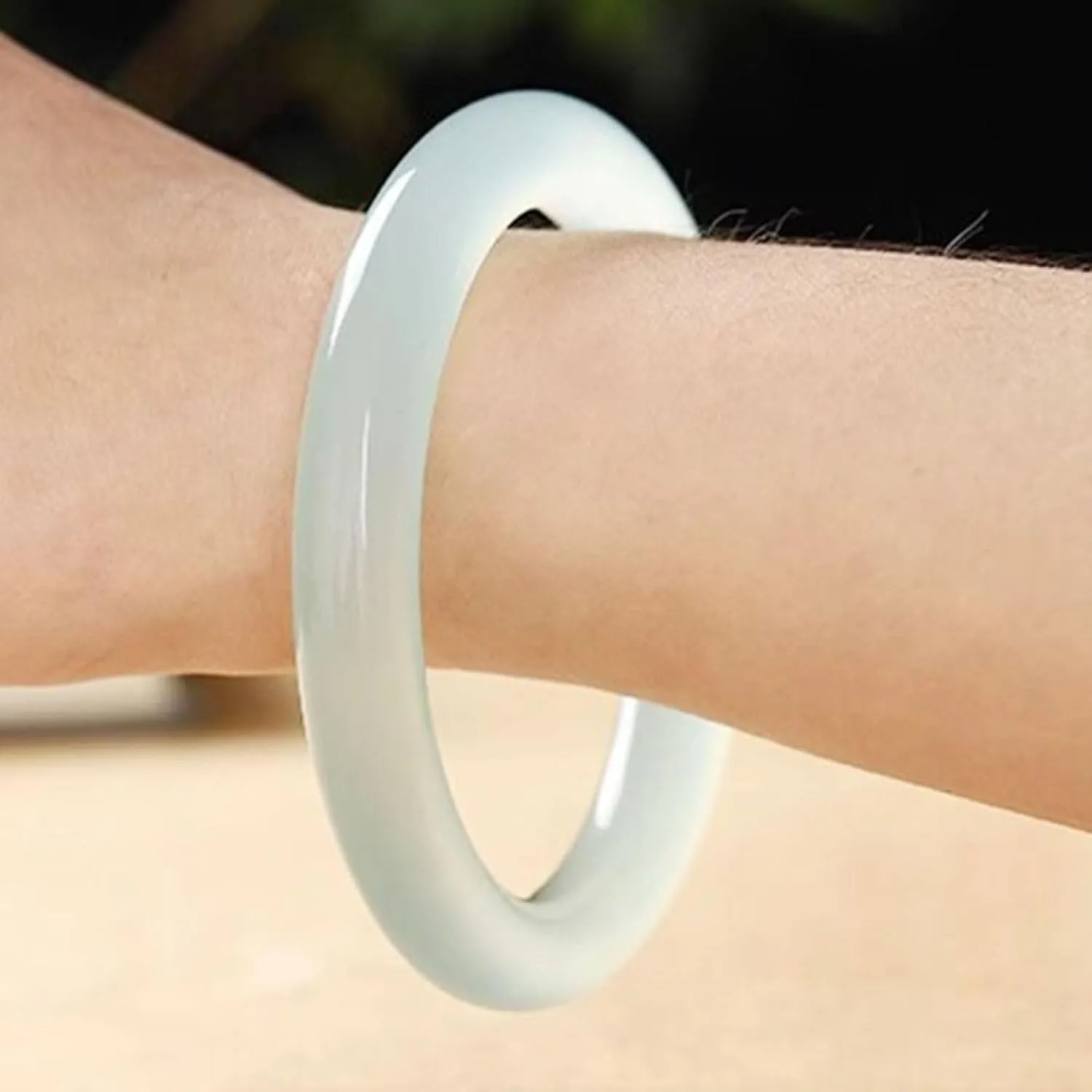 Jade Bangle Bracelet, Women Blue White Jade Thin Round Strip Retro Couple,natural Jade Bracelet