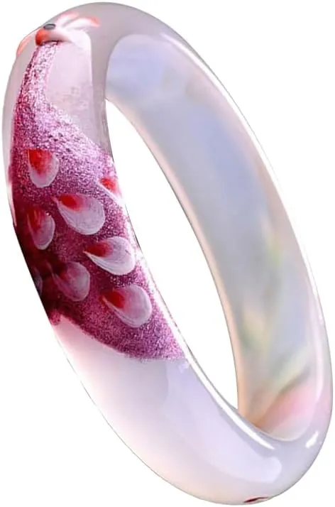 Jade Bangle for Women Feng Shui Good Luck Bangle Bracelet Woman Jade Bangle Bracelet Fashion Vintage Design Jade Stone Bracelet Birthday Christmas