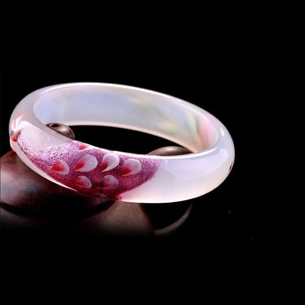 Jade Bangle for Women Feng Shui Good Luck Bangle Bracelet Woman Jade Bangle Bracelet Fashion Vintage Design Jade Stone Bracelet Birthday Christmas