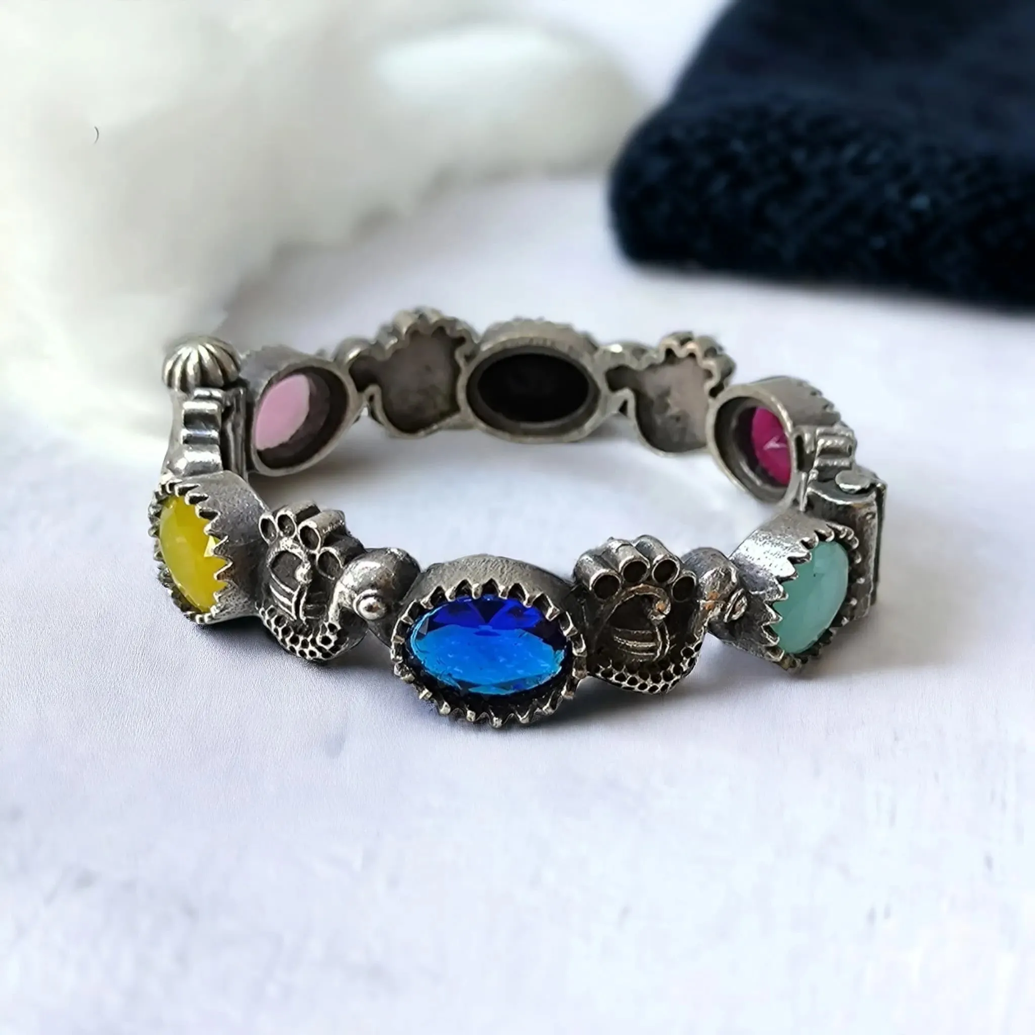Jaivika Peacock Artwork Openable Kada Bangle, Multi