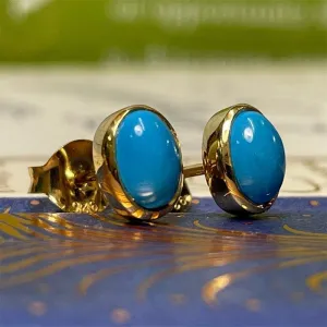 Jane Austen Beautiful Gold and Turquoise Stud Earrings