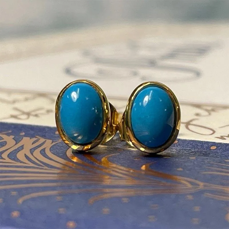 Jane Austen Beautiful Gold and Turquoise Stud Earrings