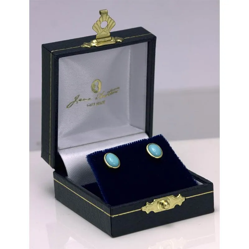 Jane Austen Beautiful Gold and Turquoise Stud Earrings