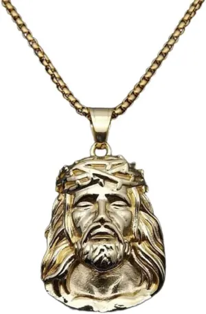 Jesus Pendant, Jesus Necklace for Men, Christ Jesus Head Necklace Jesus Religious Jewelry, Catholic Jesus Charm Necklace Stainless Steel Religious Jesus Pendant Necklace for mens