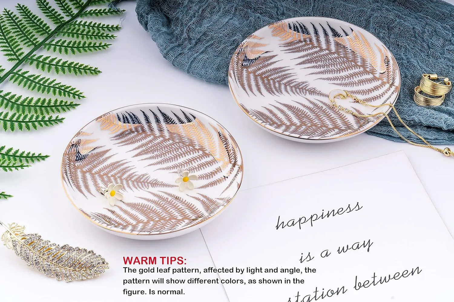 Jewelry Ring Dish Tray Boho Ceramic Decorative Trinket Dish Organizer for Rings Earrings Necklaces Bracelet Watch Keys Plate Small Round Ring Holder Gift for Women Engagement