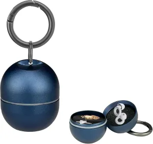 Jewelry Storage Box Case Gym Storage Jewelry Storage Box Case, Ring Organizer Container with Protective Sponge,Jewelry Care Protective Ring Holder with Keychain (1-Tier Blue)