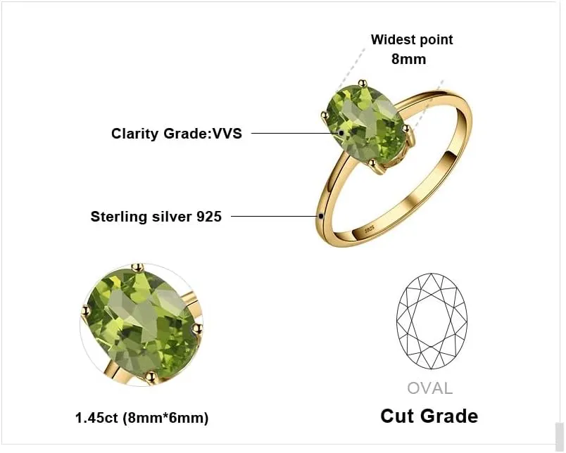 JewelryPalace Class Natural Gemstone Garnet Peridot Amethyst Citrine Blue Topaz Birthstone Solitaire Engagement Rings for Women, Anniversary 14K Gold Plated 925 Sterling Silver Promise Rings for Her