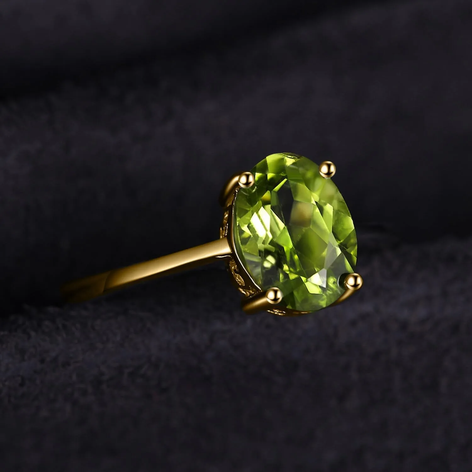 JewelryPalace Class Natural Gemstone Garnet Peridot Amethyst Citrine Blue Topaz Birthstone Solitaire Engagement Rings for Women, Anniversary 14K Gold Plated 925 Sterling Silver Promise Rings for Her