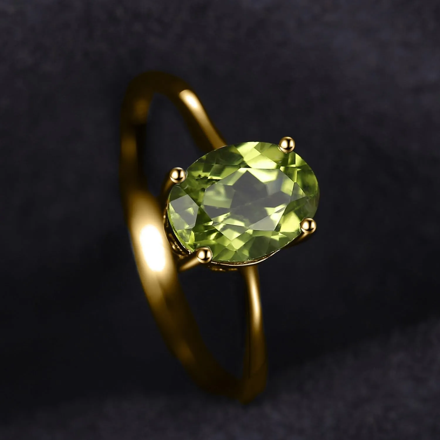 JewelryPalace Class Natural Gemstone Garnet Peridot Amethyst Citrine Blue Topaz Birthstone Solitaire Engagement Rings for Women, Anniversary 14K Gold Plated 925 Sterling Silver Promise Rings for Her