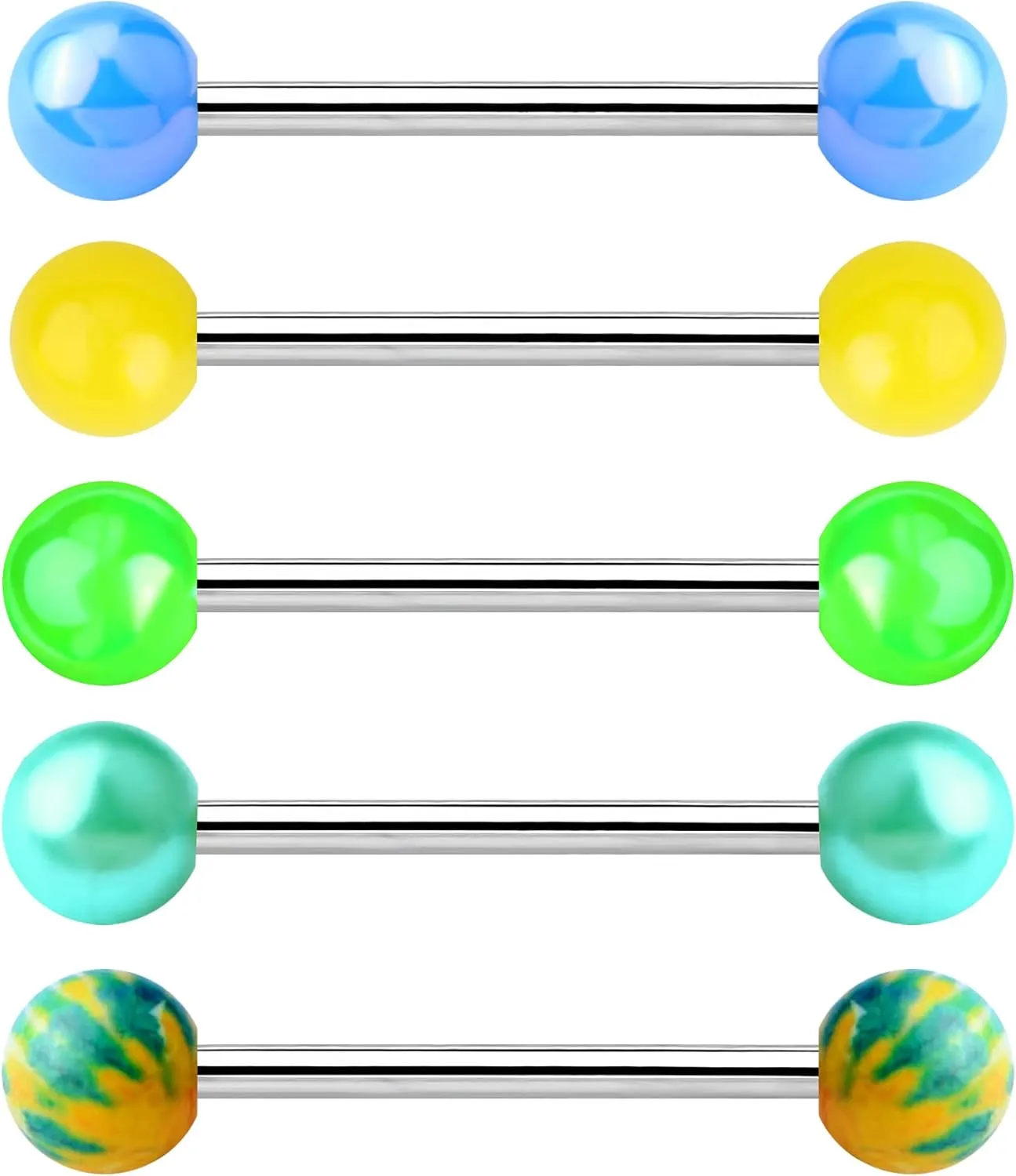 Jewseen 5Pcs 14g Tongue Rings Surgical Steel Tongue Barbells Tongue Piercing Jewelry Tongue Piercing Tongue Jewelry Nipple Rings Nipple Piercing Jewelry Nipple Barbell for Women