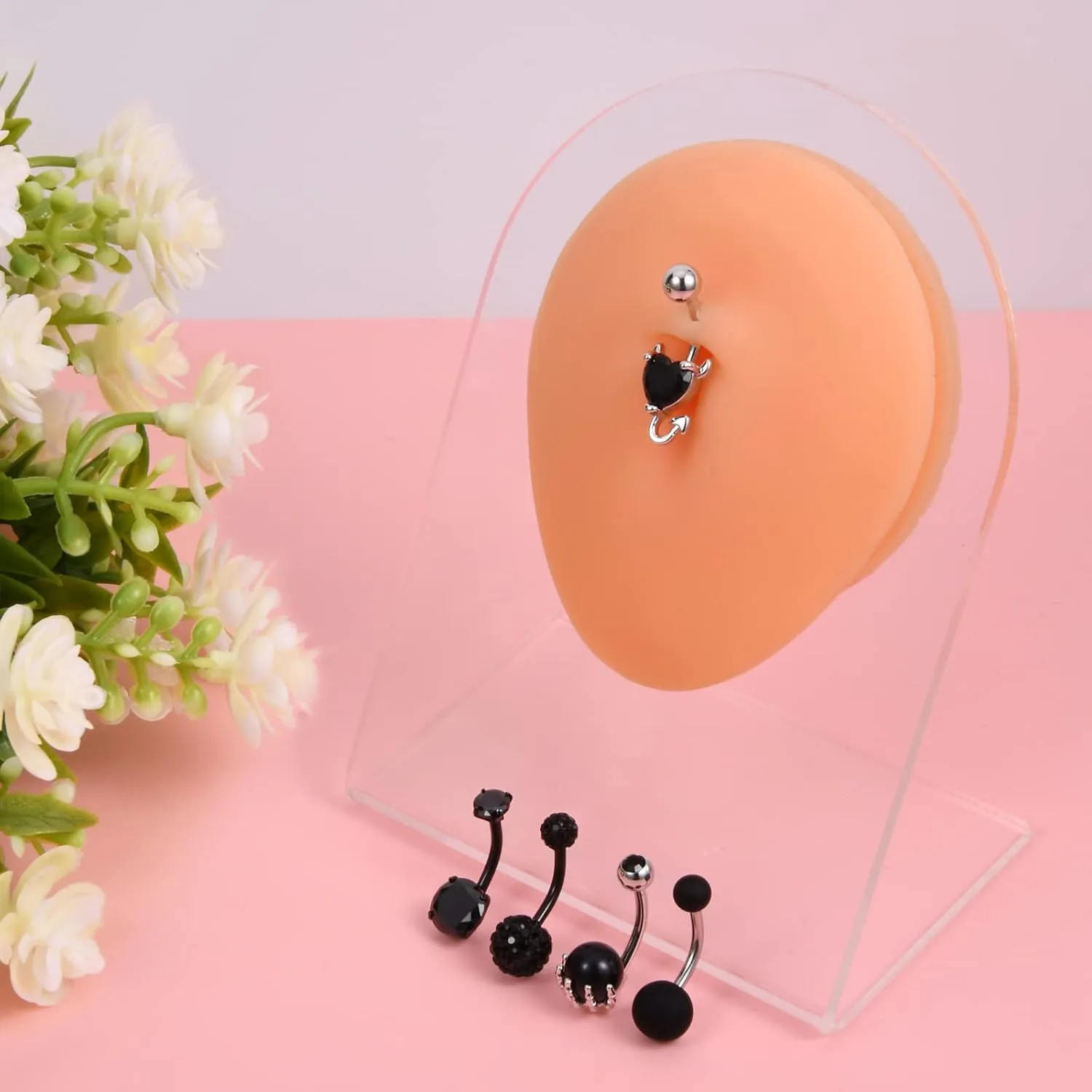 JFORYOU Belly Button Rings Stainless Steel 14G CZ Opal Navel Rings Barbells Women Girls Belly Piercing Jewelry
