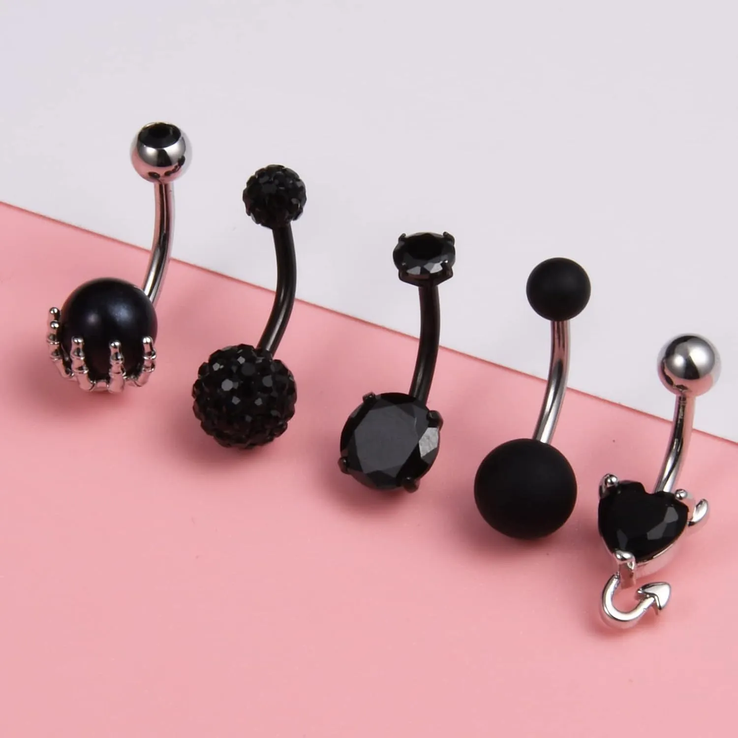 JFORYOU Belly Button Rings Stainless Steel 14G CZ Opal Navel Rings Barbells Women Girls Belly Piercing Jewelry