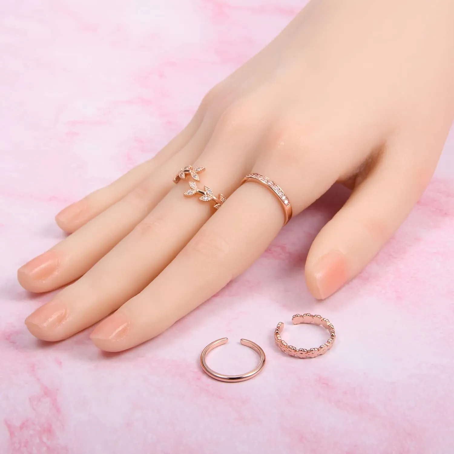 JFORYOU Toe Rings for Women Adjustable Open Toe Rings with Anklet Set CZ Flower Toes Ring for Summer Beach Foot Jewelry
