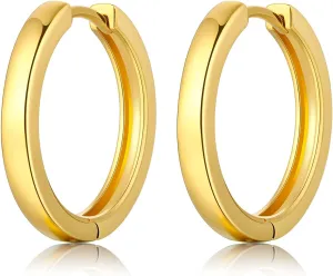 Jiamiaoi 18K White Gold Plated Huggie Hoop Earrings For Men Women,Silver Hoop Earrings 18mm/21mm/25mm, Nickel Free Earring Hoops for Sensitive Ears