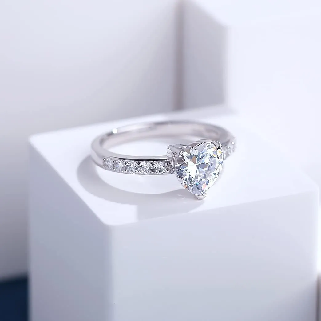 jiamiaoi 18K White Gold Plated Simulated Diamond Rings for Women 925 Sterling Silver Ring Sets for Her Womens Jewelry for Anniversary/Engagement/Wedding