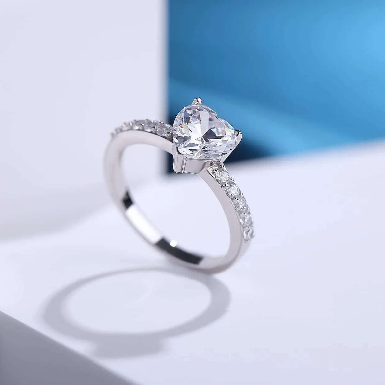 jiamiaoi 18K White Gold Plated Simulated Diamond Rings for Women 925 Sterling Silver Ring Sets for Her Womens Jewelry for Anniversary/Engagement/Wedding