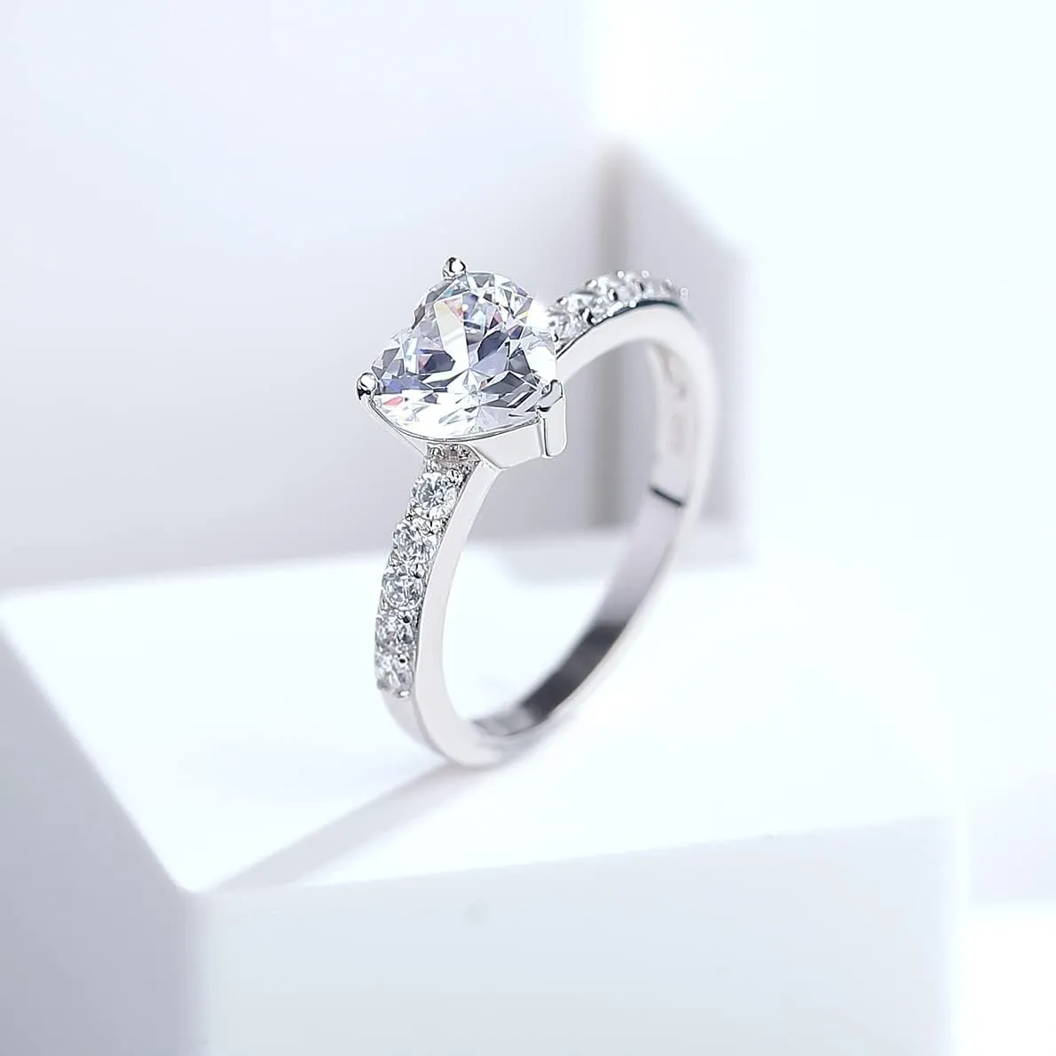 jiamiaoi 18K White Gold Plated Simulated Diamond Rings for Women 925 Sterling Silver Ring Sets for Her Womens Jewelry for Anniversary/Engagement/Wedding