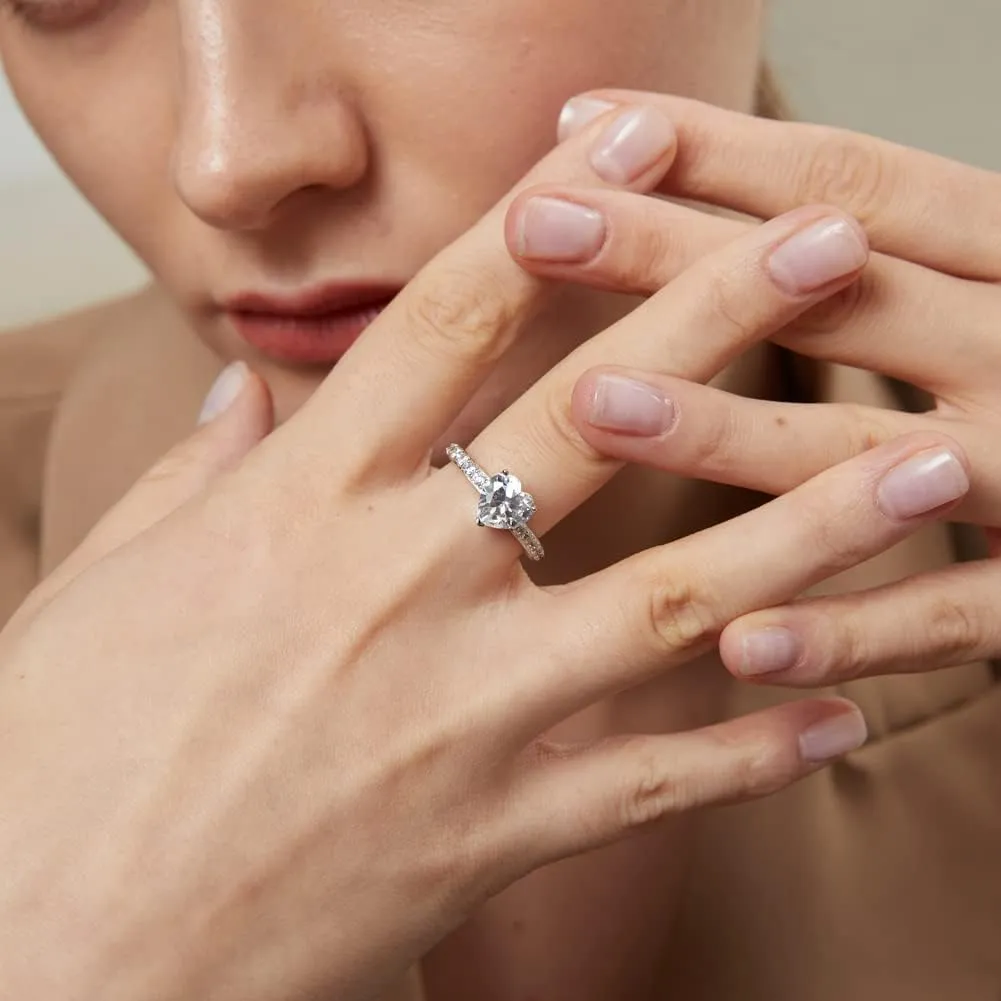 jiamiaoi 18K White Gold Plated Simulated Diamond Rings for Women 925 Sterling Silver Ring Sets for Her Womens Jewelry for Anniversary/Engagement/Wedding