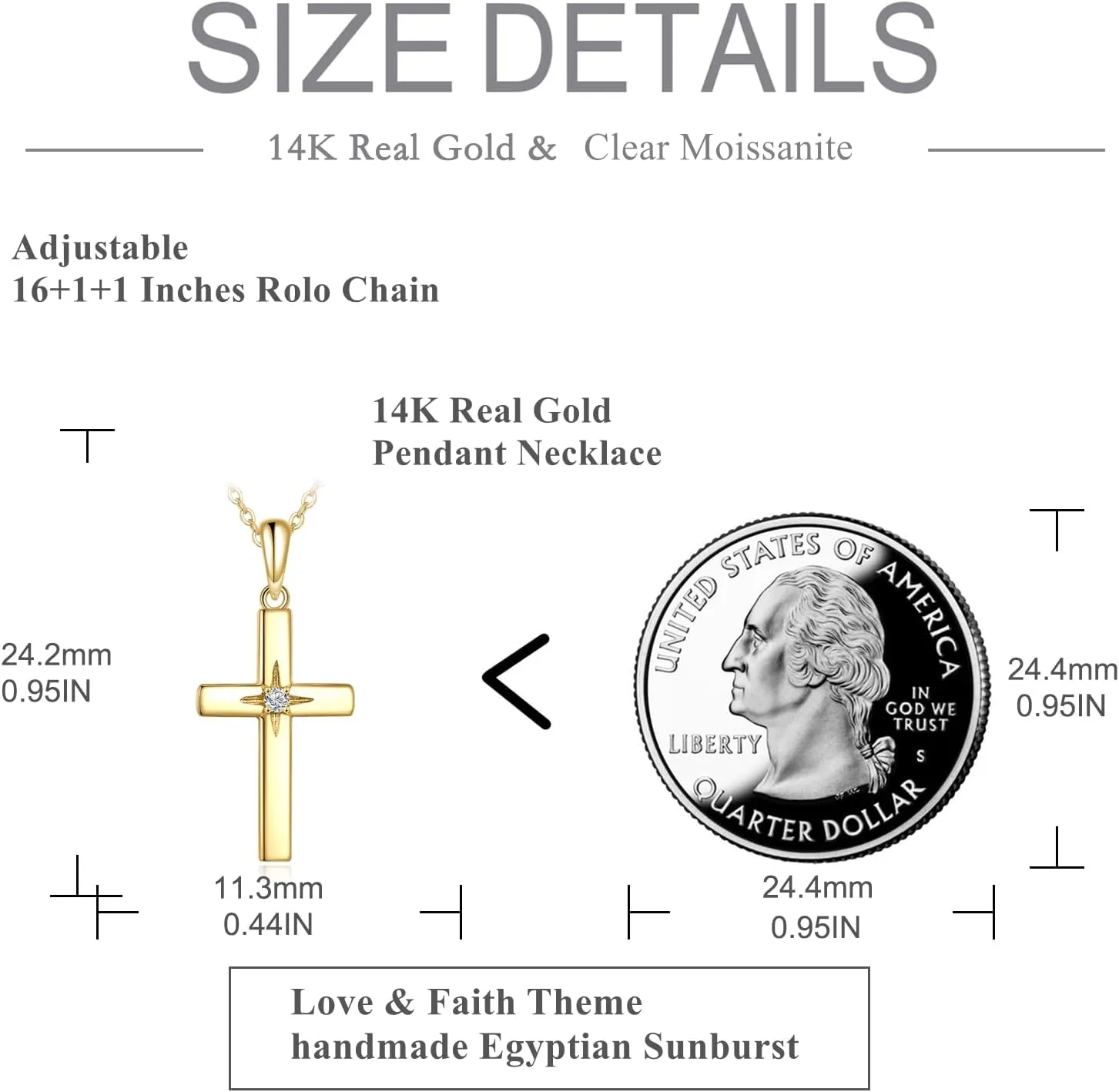 KECHO 10K 14K 18K Solid Gold Cross Necklace for Women Delicate Gold Diamond Cross Pendant Necklace Religious Jewelry Valentines Gifts for Wife Mom Friends