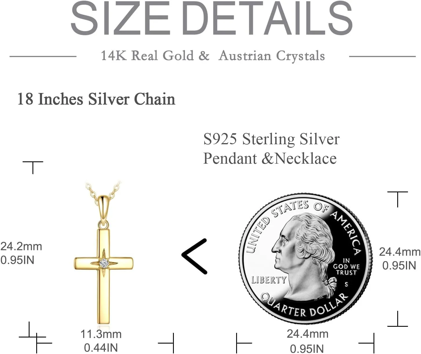 KECHO 10K 14K 18K Solid Gold Cross Necklace for Women Delicate Gold Diamond Cross Pendant Necklace Religious Jewelry Valentines Gifts for Wife Mom Friends