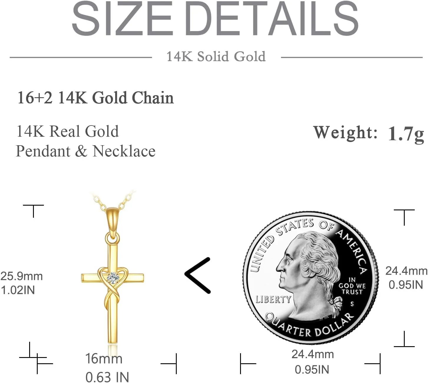 KECHO 14K Solid Gold Cross Necklace for Women Delicate Gold Diamond Heart Cross Pendant Necklace Religious Jewelry Mothers Day Gifts for Wife Mom