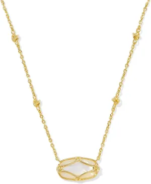 Kendra Scott Womens Elisa Lattice Frame Short Pendant Necklace Gold Ivory Mother Of Pearl One Size One Size