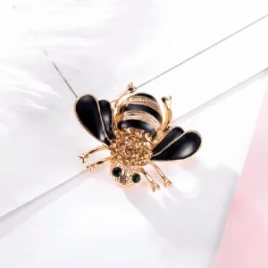 Kercisbeauty Bee Rhinestones Gold Brooch Pin for Women Teen Girls Delicate Collar Pin Badge Gift Girlfriend Birthday Gift Her Party Accessories Unisex Brooch for Backpacks Men Suit