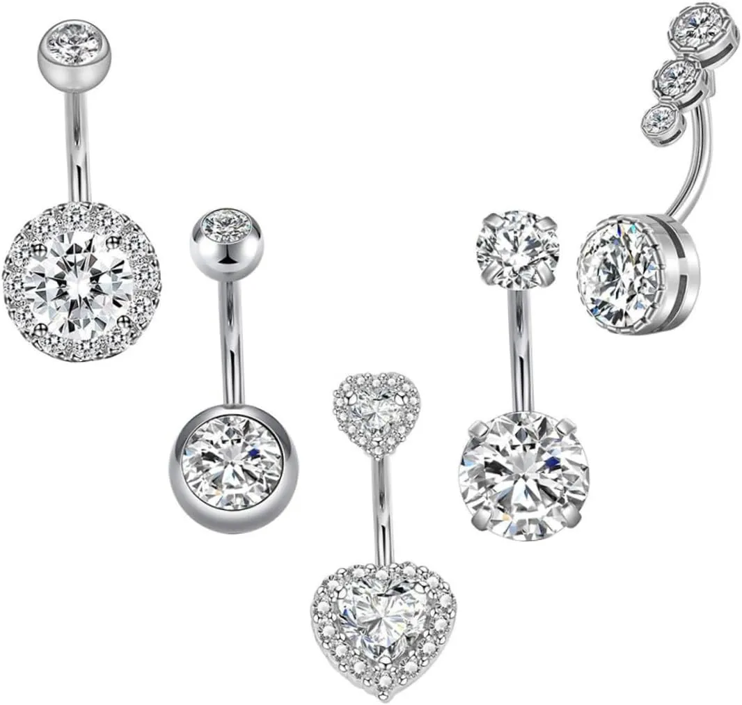 KESYOO 1 Set Belly Button Rings with Zircon Elegant Belly Piercing Jewelry for Women Stylish Navel Rings Body Accessories