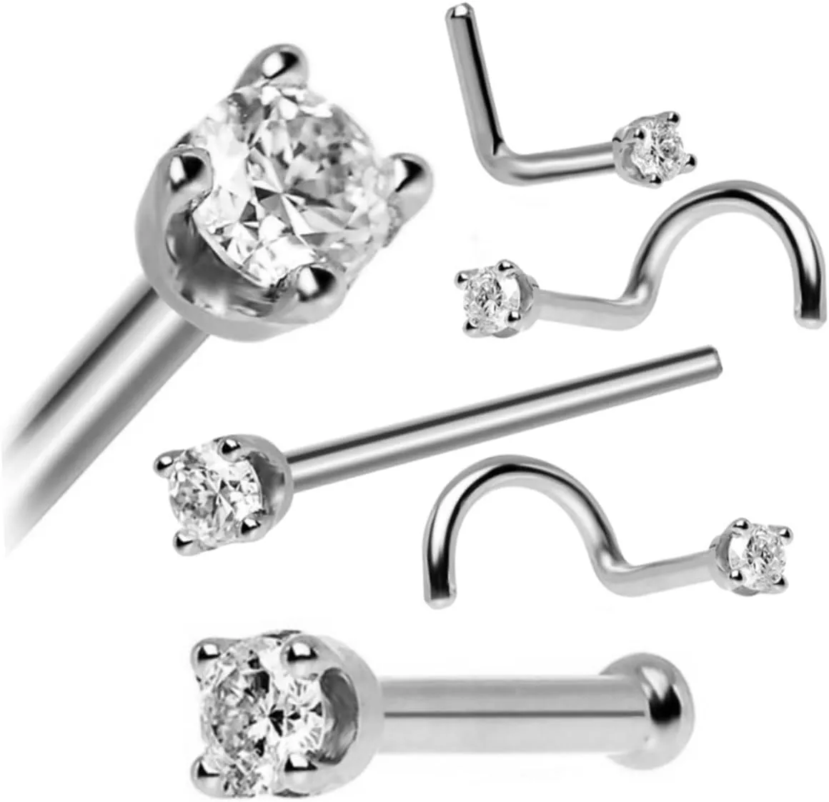 KESYOO 5pcs Golden Piercing Rings Piercing Nose Studs Nose Rings Accessories Zircon Nose Jewelry