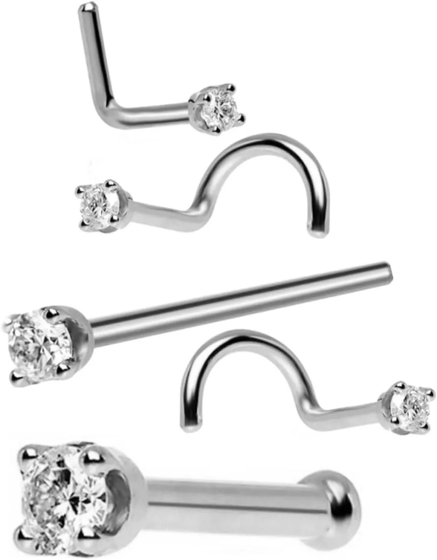 KESYOO 5pcs Golden Piercing Rings Piercing Nose Studs Nose Rings Accessories Zircon Nose Jewelry