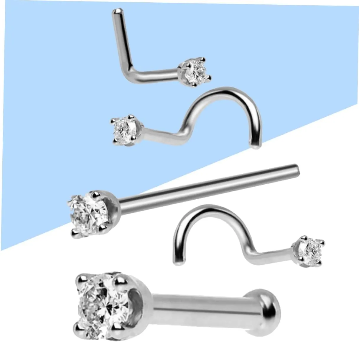 KESYOO 5pcs Golden Piercing Rings Piercing Nose Studs Nose Rings Accessories Zircon Nose Jewelry
