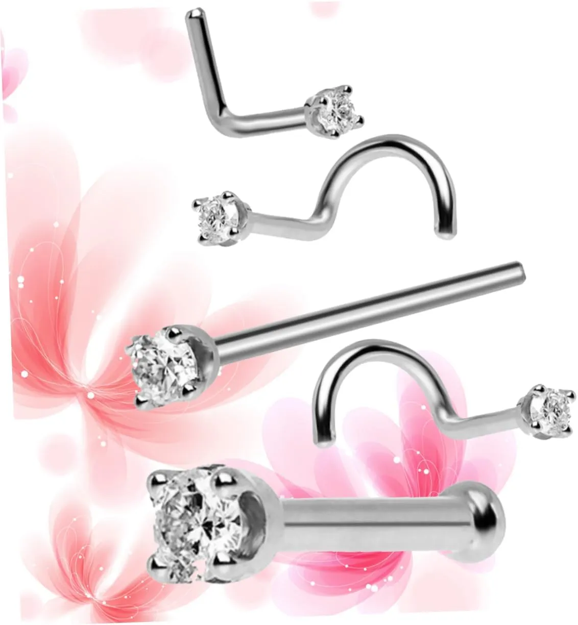 KESYOO 5pcs Golden Piercing Rings Piercing Nose Studs Nose Rings Accessories Zircon Nose Jewelry