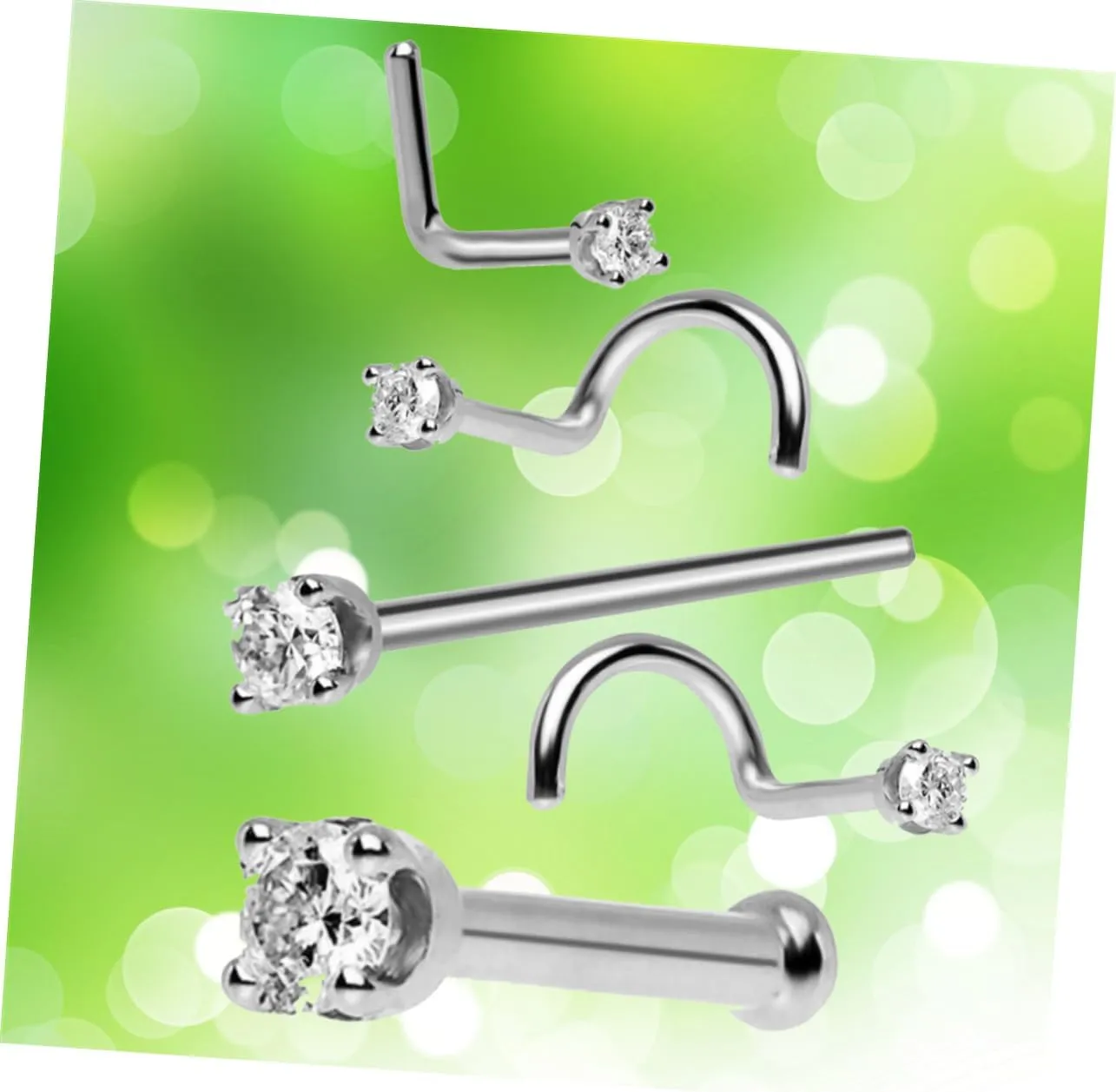 KESYOO 5pcs Golden Piercing Rings Piercing Nose Studs Nose Rings Accessories Zircon Nose Jewelry