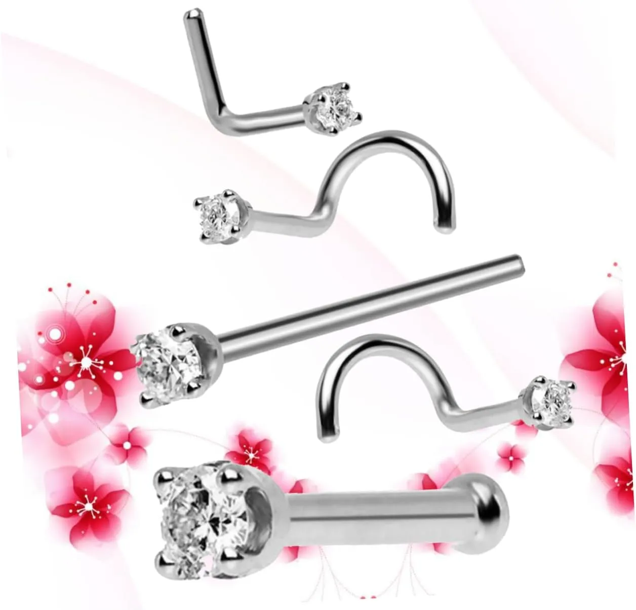 KESYOO 5pcs Golden Piercing Rings Piercing Nose Studs Nose Rings Accessories Zircon Nose Jewelry