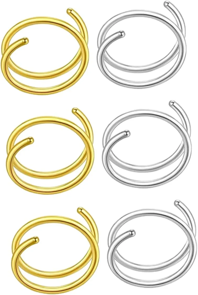 KESYOO 6Pcs Spiral Nose Rings for Women Nose Jewelry Comfortable Hoops Colors for Daily Wear and Special Occasions