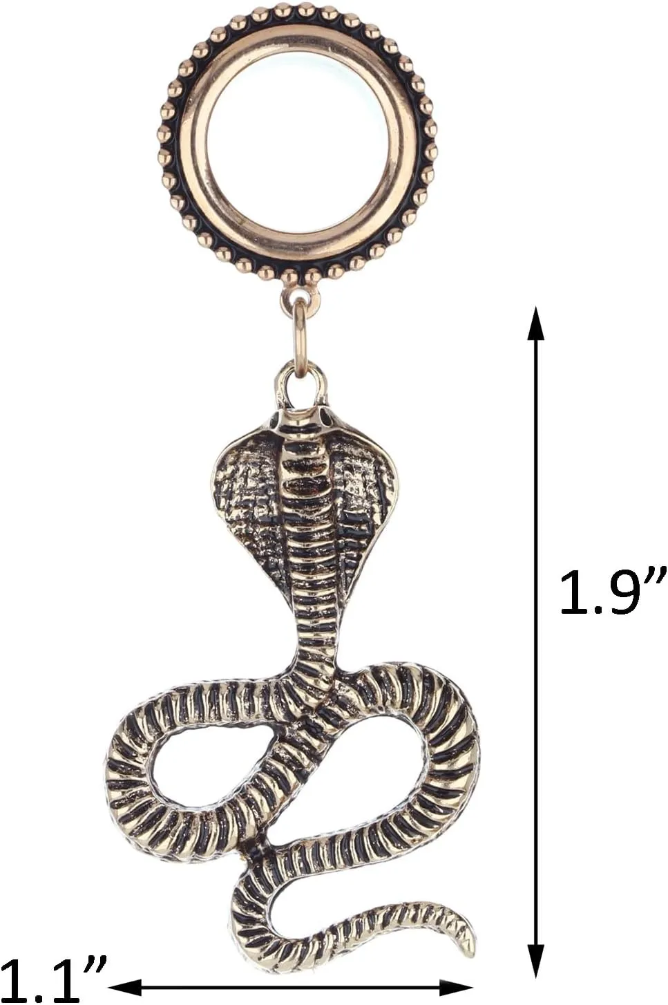 King Cobra Dangle 316L Surgical Steel Ear Gauges Tunnels Plugs Statement Earrings