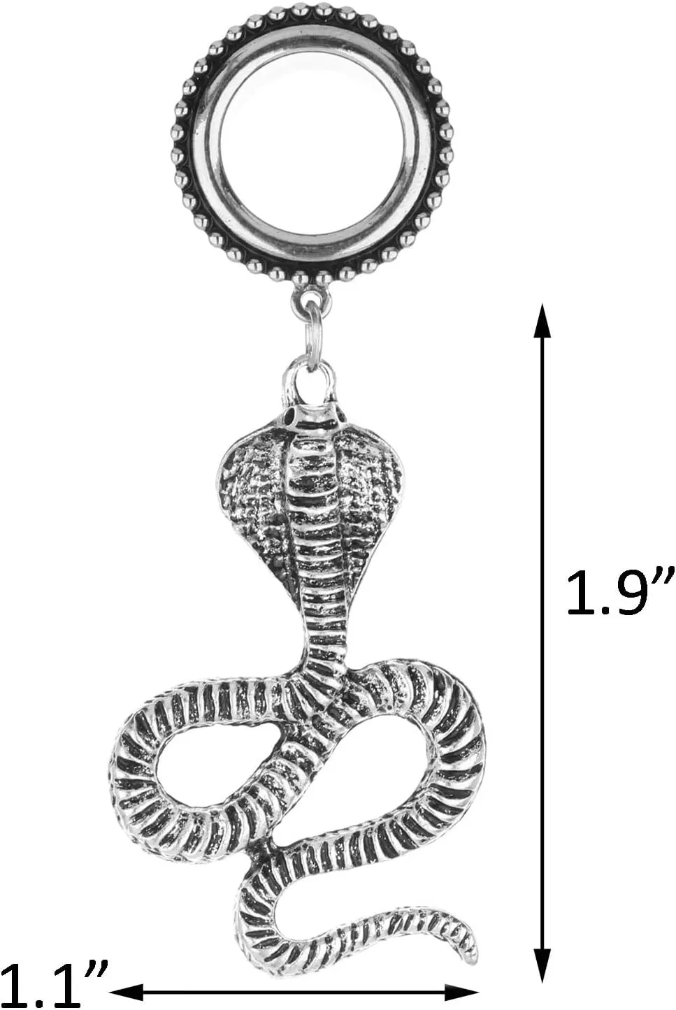 King Cobra Dangle 316L Surgical Steel Ear Gauges Tunnels Plugs Statement Earrings