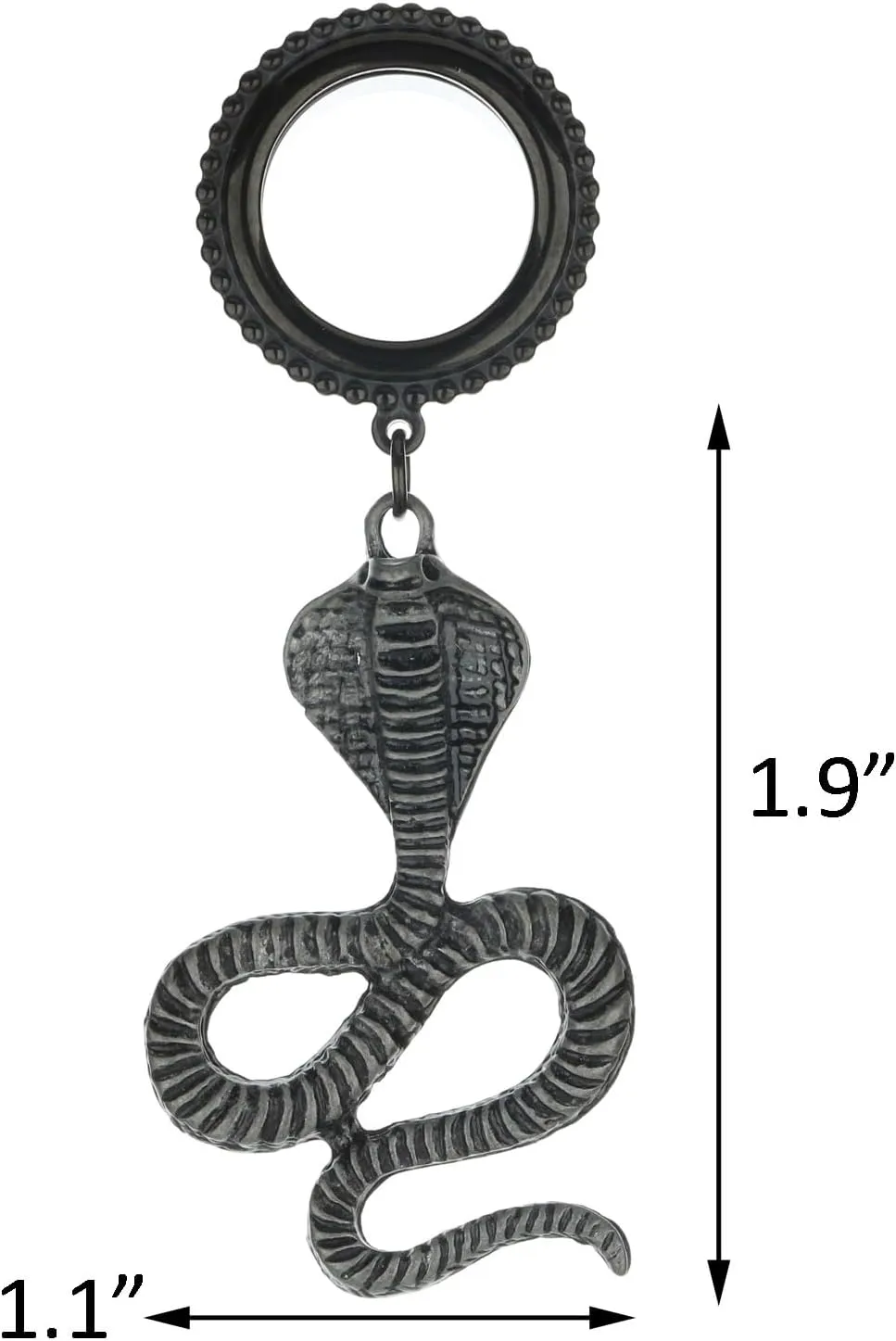 King Cobra Dangle 316L Surgical Steel Ear Gauges Tunnels Plugs Statement Earrings